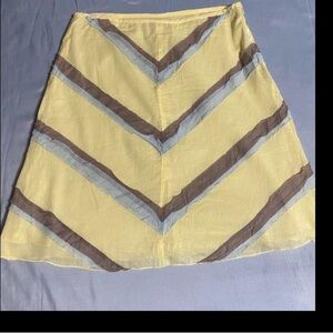 Free People Cream and Brown boho Midi Pencil Skirt